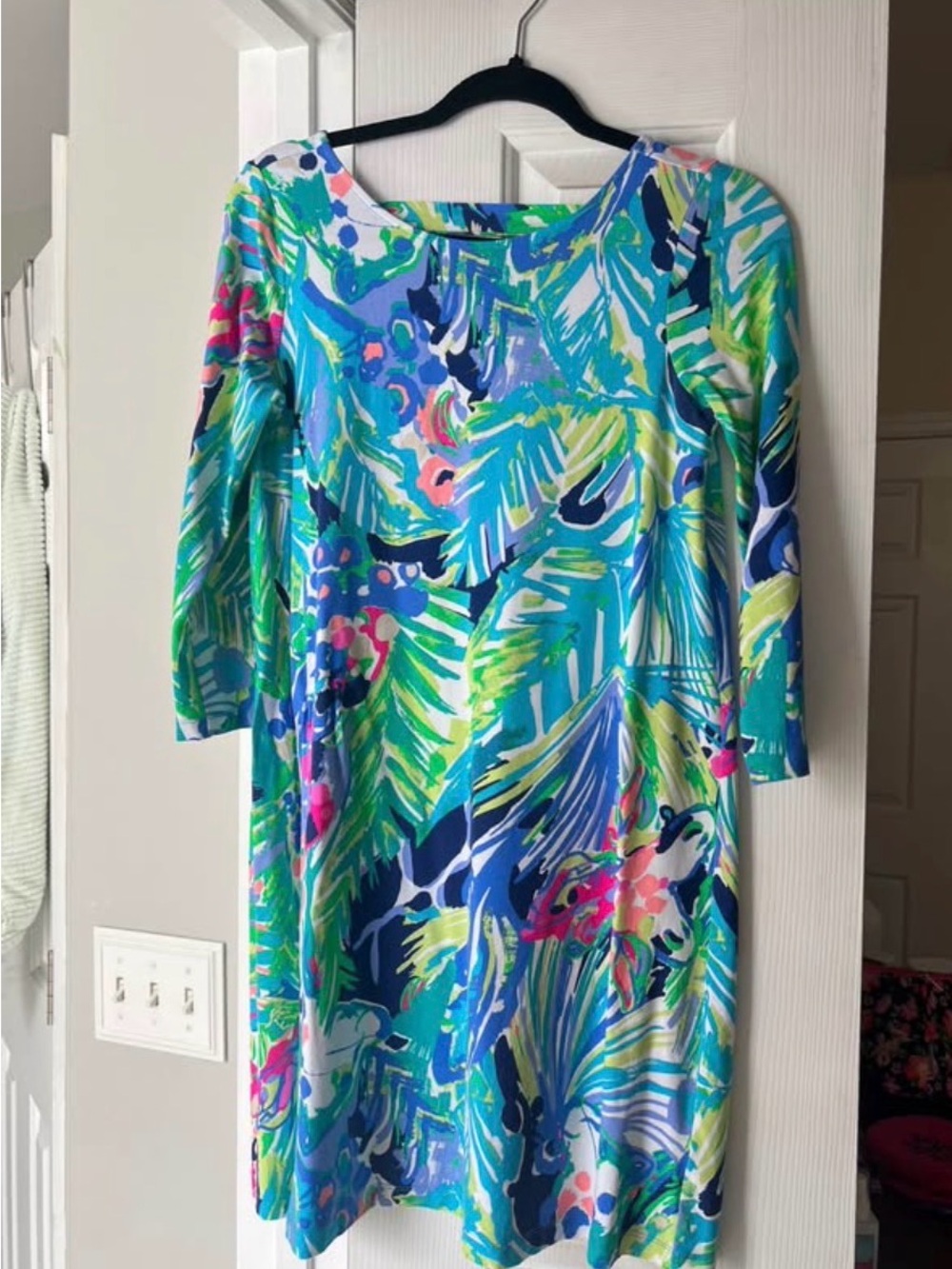Lilly Pulitzer Tropical Print Long Sleeve Dress - Blue, Green & Pink Ophelia